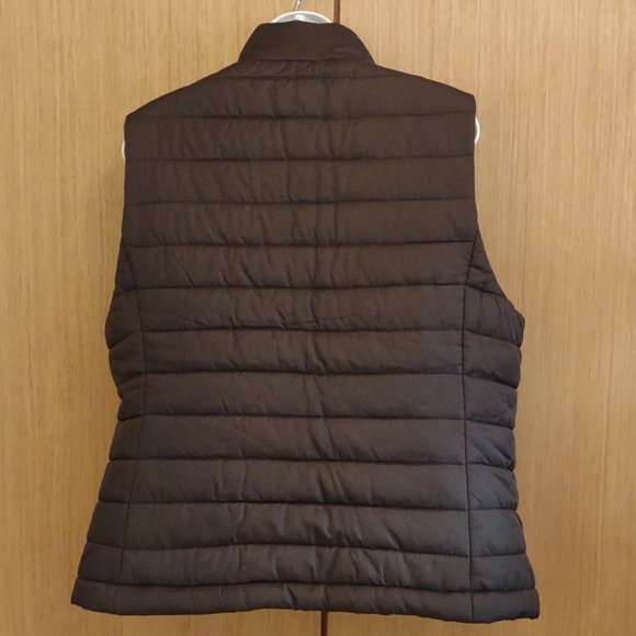 PETITE Dark BRN Slvless Puffer Vest SZ PXL By Jones New York - Picture 2 of 11